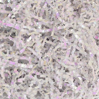 Bobobag - 4oz Crinkle Cut Paper Shred Filler Recyclable Gift Wrap Confetti Raffia Grass Shiny Shred Paper for Easter Baskets Filler Creative Eggs Decor (Diamond White)