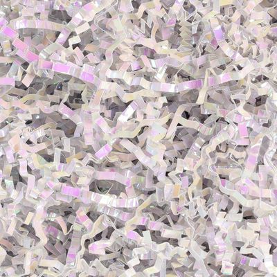 Bobobag - 1LB Crinkle Cut Paper Shred Filler Recyclable Gift Wrap Confetti Raffia Grass Shiny Shred Paper for Easter Baskets Filler Creative Eggs Decor(Diamond White)
