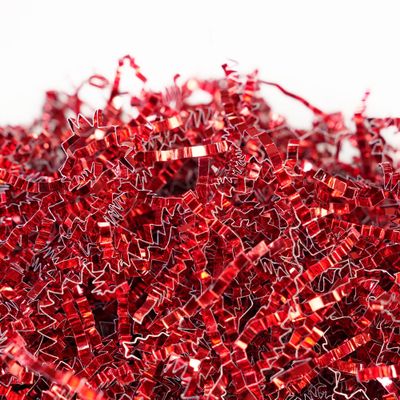 Bobobag - 1LB Crinkle Cut Paper Shred Filler Recyclable Gift Wrap Confetti Raffia Grass Shiny Shred Paper for Easter Baskets Filler Creative Eggs Decor (Red)
