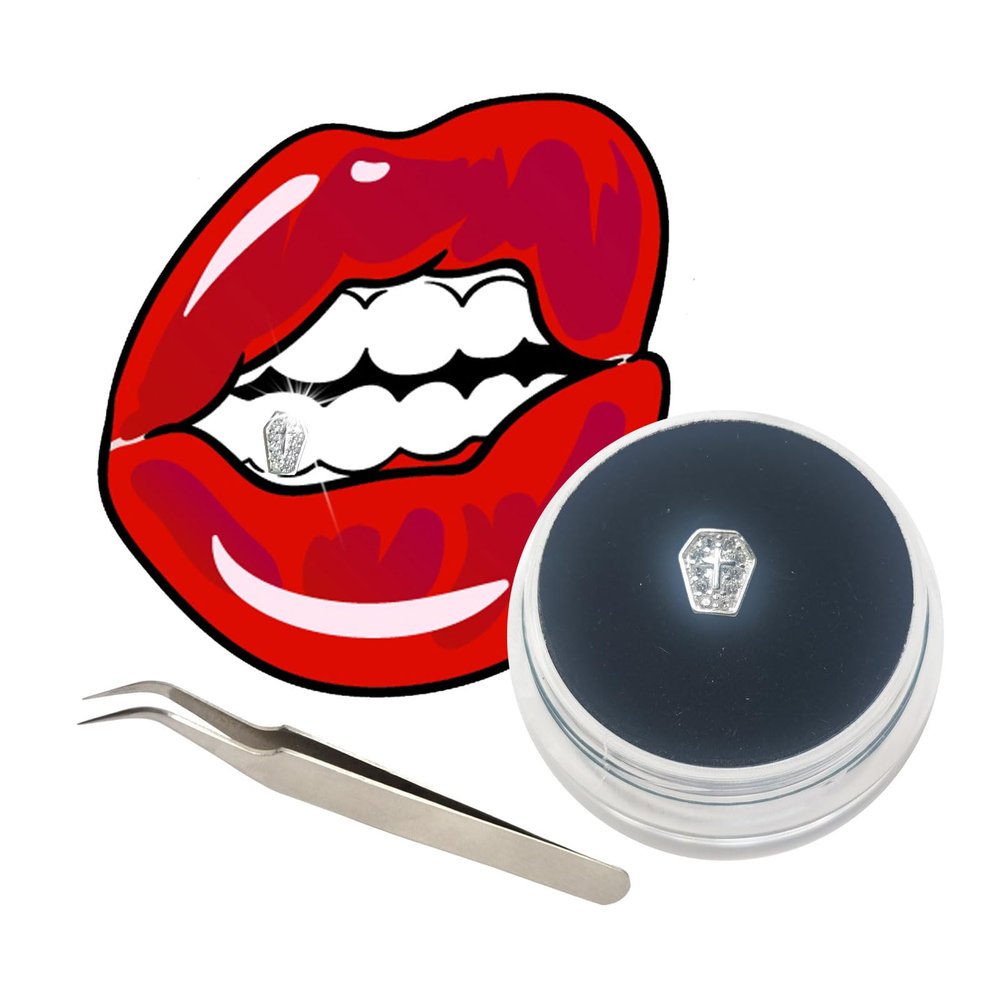 Tooth gems Silver Jewelry Inlaid Zircon Knight Shield Shape Tooth gem Supplies Teeth Jewelry Tooth gem Tools kit