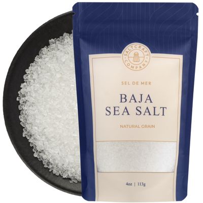 SALTCRAFT Baja Sea Salt Hand-Harvested Coarse Crystals, Kosher, 30% Less Sodium, Mineral Salt from Baja California 4 oz