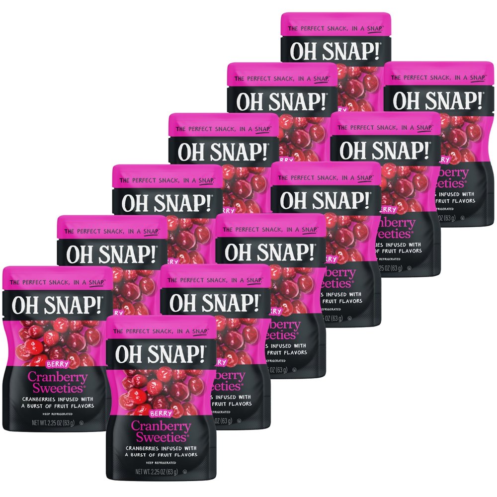 OH SNAP! Cranberry Sweeties (12 Pack) - Cranberries Infused With a Blend of Fruit Juices - Ready To Eat Infused Cranberry Snacks - Gluten-Free, Fat-Free - Delicious & Healthy Snack