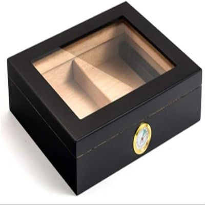 AtEEco Cedar Wood Cigar Travel Humidor Box Portable Cigar Case Humidifier Hygrometer Cigar Humidor Sigaren Box for Cigars (Color : Brown)