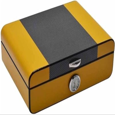 AtEEco Office Home Solid Wood Cigar Humidor high Gloss Finish Cigar Box Humidity Adjustable Cigar Storage Box