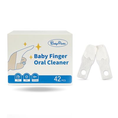 BabyPearl Baby Tongue Cleaner Newborn Finger Toothbrush, 42 Count Disposable Wet and Dry Use Baby Mouth Cleaner, Newborn Oral Care Clean 0-36 Months Toddler Teeth, Gums, Tongue Coating