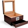 AtEEco 1 Piece Cigar Box Cigar Humidor Box Large Capacity Cedar Wood Cigar Case W/Humidifier Cigar Box (Color : B) view 1