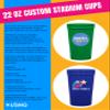 USMG 12 Pcs Multi Color Print 22oz Stadium Cups, Reusable Party Cups For Birthday, Wedding, Events, Brand Promotion (White) view 2
