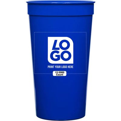 12 PCS One Color Print Custom 32oz Stadium Cups, Reusable Party Cups For Birthday, Wedding, Events, or Brand Promotions (Reflex Blue)