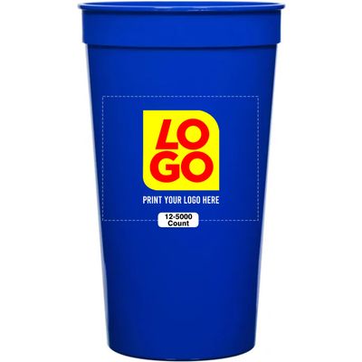 12 Pcs Multi Color Print Custom 32oz Stadium Cups, Reusable Party Cups For Birthday, Wedding, Events, or Brand Promotion (Reflex Blue)