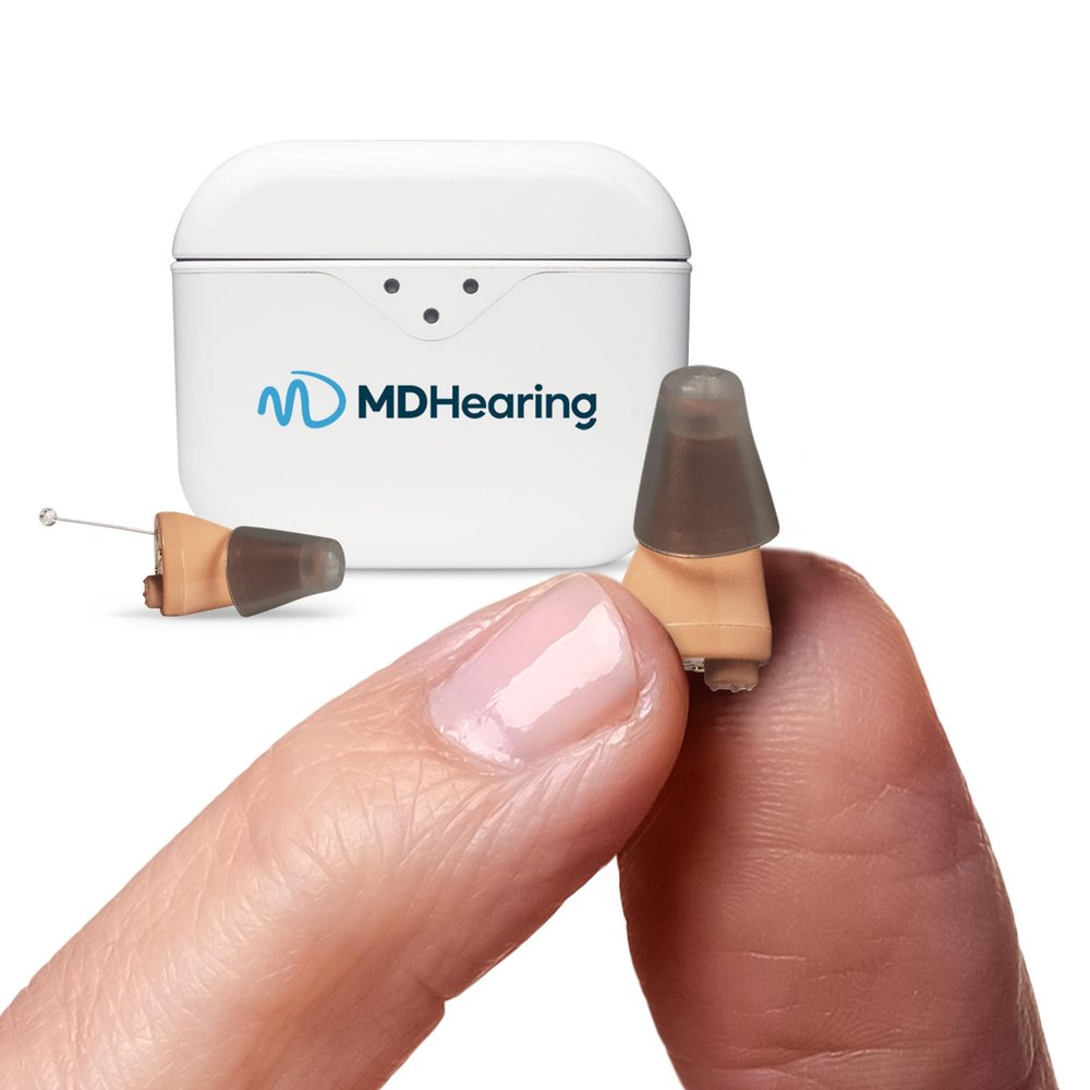 MDHearing NEO XS Hearing Aids for Seniors, Completely-In-The-Canal Rechargeable Design, Virtually Invisible, All-Day Comfort, Crystal-Clear Sound by MDHearing, Fits with Glasses 