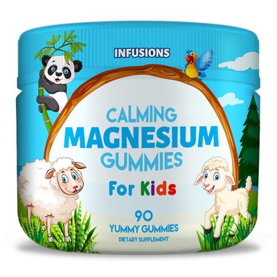 Infusions Calm Magnesium Gummies for Kids 90 Count - Healthy Muscle Bone Energy Support Soft and Delicious Vegan Friendly & Non-GMO