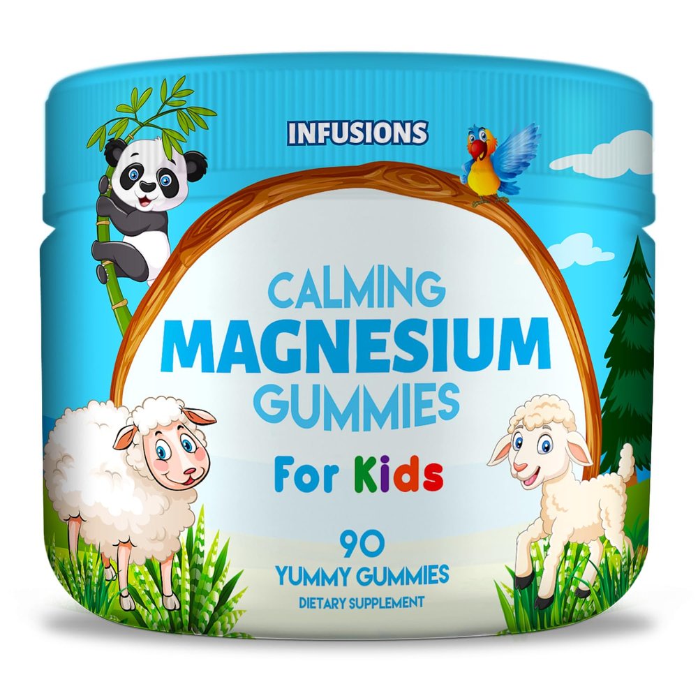 Infusions Calm Magnesium Gummies for Kids 90 Count - Healthy Muscle Bone Energy Support Soft and Delicious Vegan Friendly & Non-GMO