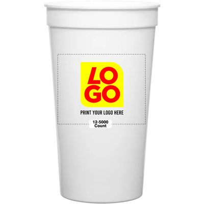 12 Pcs Multi Color Print Custom 32oz Stadium Cups, Reusable Party Cups For Birthday, Wedding, Events, or Brand Promotion (White)