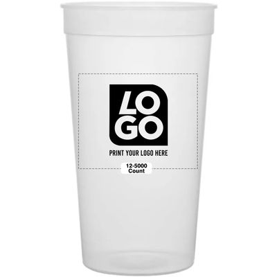 12 PCS One Color Print Custom 32oz Stadium Cups, Reusable Party Cups For Birthday, Wedding, Events, or Brand Promotions (Clear)