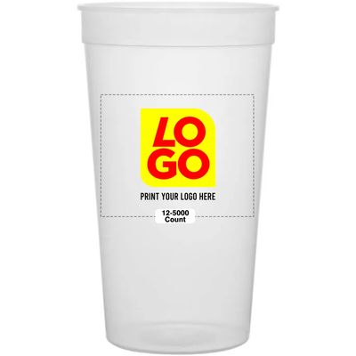 12 Pcs Multi Color Print Custom 32oz Stadium Cups, Reusable Party Cups For Birthday, Wedding, Events, or Brand Promotion (Clear)