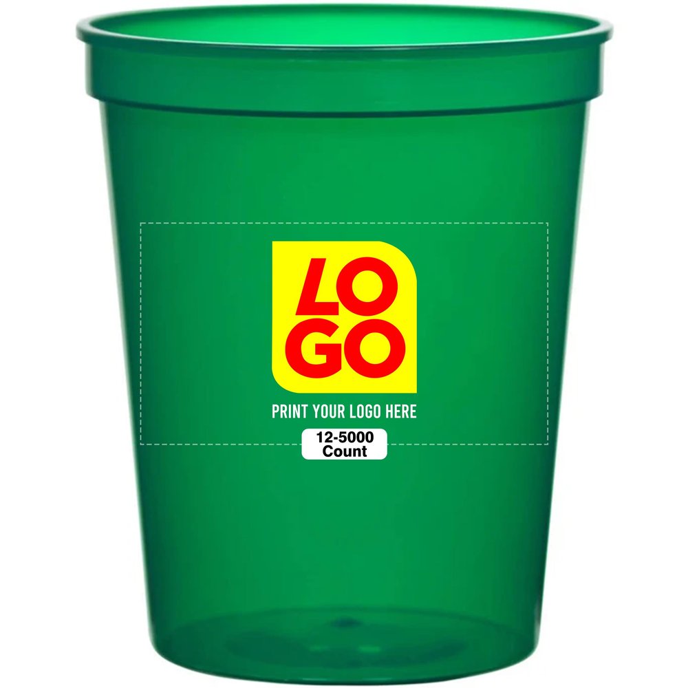 USMG 12 Pcs Multi Color Print 22oz Translucent Stadium Cups, Reusable Party Cups - Events, Brand Promotion Sports,Birthday, Wedding (Trans Green)