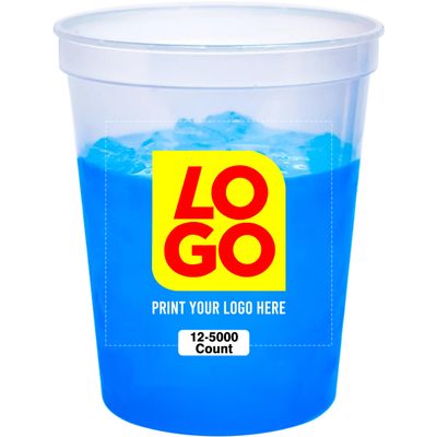 12 Pcs Multi Color Print Custom 16oz Color Changing Stadium Cups, Reusable Party Cups For Events, Sports, Birthdays or Brand Promotion (Natural To Blue)