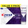 Crest 3D White Brilliance Luminous Purple Teeth Whitening Toothpaste, 4.6 oz Pack of 3, Anticavity Fluoride Toothpaste, Fights 100% More Surface Stains, 24 Hour Active Stain Prevention view 1