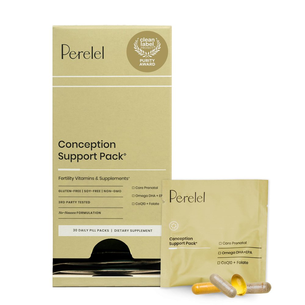 Perelel Conception Support Pack, Prenatal Multivitamin with DHA Omega 3, COQ10 & Folate, Supports Fertility Wellness for Women, Soy & Gluten Free, Non GMO, 30 Daily Pill Packs