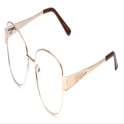 Calabria Gotham City Premium Stainless Steel 29 Oval Blue Light Blocking Reading Glasses +2.50 Gold Women