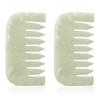 Geiserailie 2 Pcs Jade Combs Esthetician Supplies Massage Stone Hair Gua Sha Scraping Scalp Comb Facial Massage Tool Handheld Head Tools Head Caring Therapy Valentines for Women(Square Style) view 1
