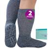 Revosoxs Extra Width Socks for Swollen Feet-2 Pairs Bamboo Viscose Wide Diabetic Non Slip Hospital Socks for Women Men 7-9 9-11 10-13(2 Pairs Navy) view 1