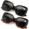 V.W.E. 2 Pairs Women Bifocal Sunglasses Rhinestones Outdoor UV Protection Reading Glasses Butterfly Elegance 106 (1 Black 1 Demi, 2.50, x) view 1