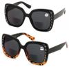 V.W.E. 2 Pairs Women Bifocal Sunglasses Rhinestones Outdoor UV Protection Reading Glasses Butterfly Elegance 106 (1 Black 1 Demi, 2.50, x) view 2