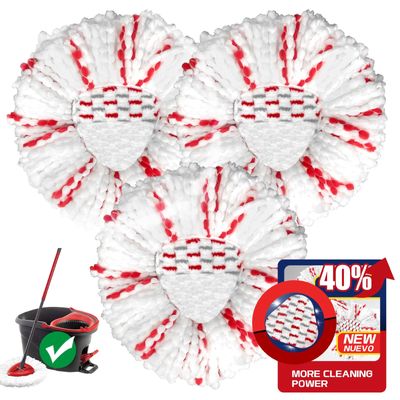 [2026 New Version] Mop Head Replacement - 40% More Cleaning Power3 Pack Spin Mop Replacement Head for Easy Wring 1-Tank System, Easy Cleaning, Microfiber and Machine Washable