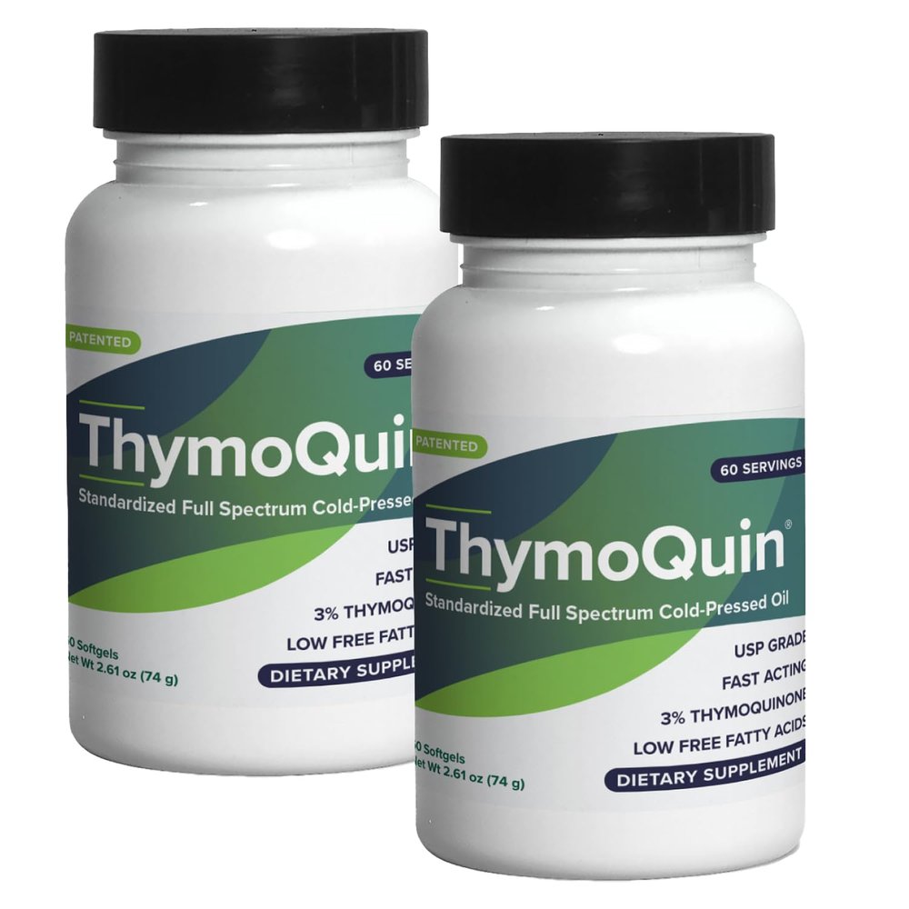 ThymoQuin Cold Pressed Black Seed Oil Capsules for Skin, Joint, Metabolic & Immune Health | USP-Grade, Full-Spectrum Formula with 3% Thymoquinone | Non-GMO Black Cumin Seed Oil | Pack of 2