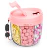 AMOOS Cute Pill Dispenser with 7 Compartments, Pill Bottle Organizer with Anti-Mix Design, Portable Pill Organizer for Travel with Wide Mouth for Easy Access, BPA-Free Patented Pill Container, Pink view 1