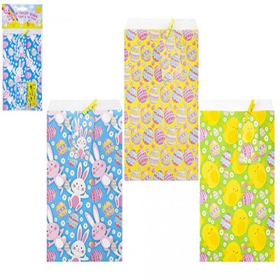 Mini Paper Easter Treat Bags - Stylish Assorted Designs With Pegs & Tags - Perfect for Gifts, Party Favors & Egg Hunts - Pack of 10