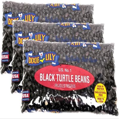 Dixie Lily Black Turtle Beans - Dried Black Beans for Soups, Stews, Chili & More, Non-GMO, Easy to Cook with Quick & Overnight Soak - 12oz, 3 Pack