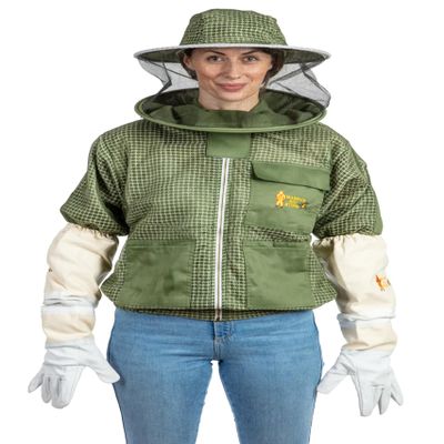 Massive Bee Store -- Beekeeping Fully Ventilated Jacket in Multi-Color with Round Veil (5XL, Aqua)