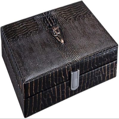 TiLeze Cigar Humidor for Approx,20 Cigars, with Hygrometer and Humidifier, Easy to Carry and Save Space,Crocodile Skin Embossing Technology, Exquisite and Generous