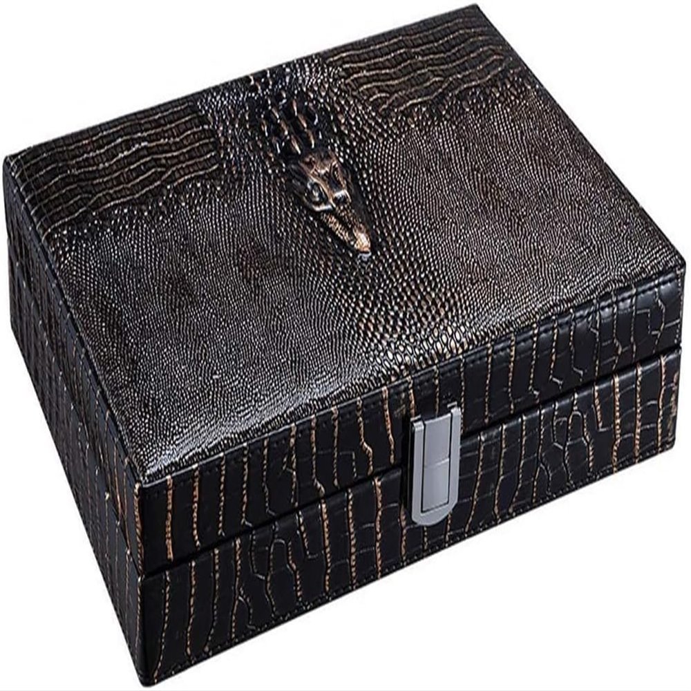 TiLeze Cigar Humidor for Approx,20 Cigars, with Hygrometer and Humidifier, Easy to Carry and Save Space,Crocodile Skin Embossing Technology, Exquisite and Generous