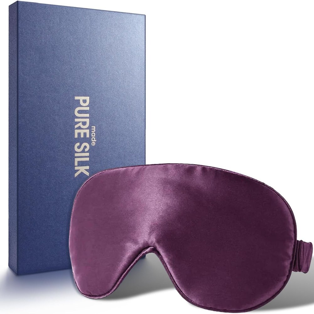 Silk Eye Mask,100% Mulberry High-end Pure Silk Sleep Masks with Gift Box, ADAGA Luxuriously Padded Silk Eye Sleeping Mask Perfect Luxuriously Padded Comfortable Soft Silk for Men Women Traveling