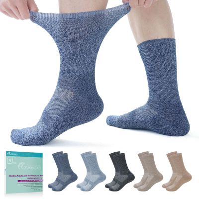 Revosoxs Diabetic Crew Socks for Men and Women,Non-Binding Wide Diabetic Socks with Seamless Toe 7-9 9-11Dark-Medium
