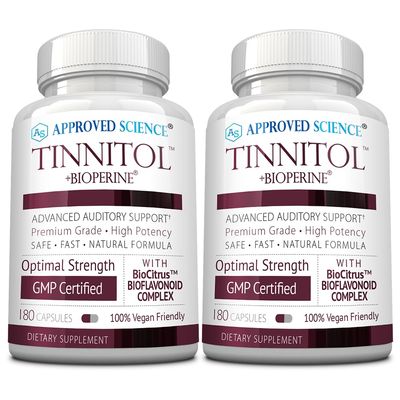 Approved Science Tinnitol - Tinnitus Support Supplement - Ease Ringing in The Ears - Boost Inner Ear Health - 2 Bottles - 6 Month Supply - Made in The USA