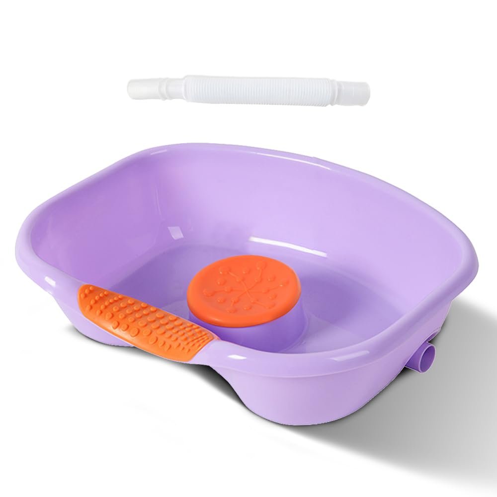Hair Washing Basin Portable Shampoo Bowl and Basin at Home for The Elderly Hair Washing Tray for Seniors and Disabled Patients in Bed(Purple)