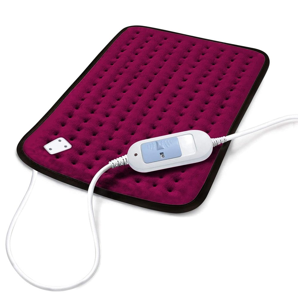 "Electric Heating Pad - Orthopaedic Lower Back Heating Belt Heat Therapy Waist Wrap with 3 Temperature Settings for Pain Relief of Abdominal Stomach Lumbar Muscle Strain" (Wine)