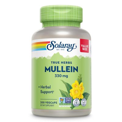 SOLARAY Mullein Leaf 330 mg - Soothing Herbal Support - Mullein Capsules Traditionally Used to Support Health and Wellness - Vegan, Non-GMO, Lab Verified, 60-Day Guarantee, 200 Servings, 200 VegCaps