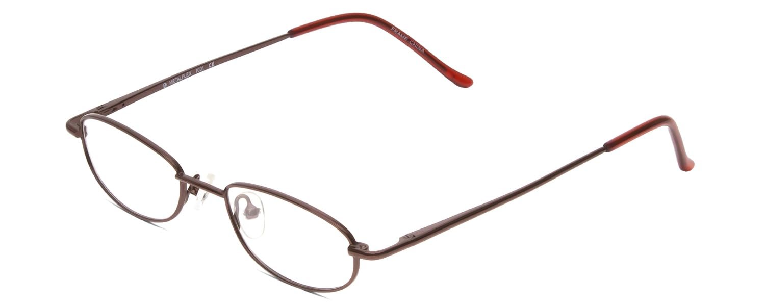 Calabria Metal Flex KIDS 1001 Oval Blue Light Blocking Reading Glasses +0.50 Shiny Dark Brown Girls 43mm
