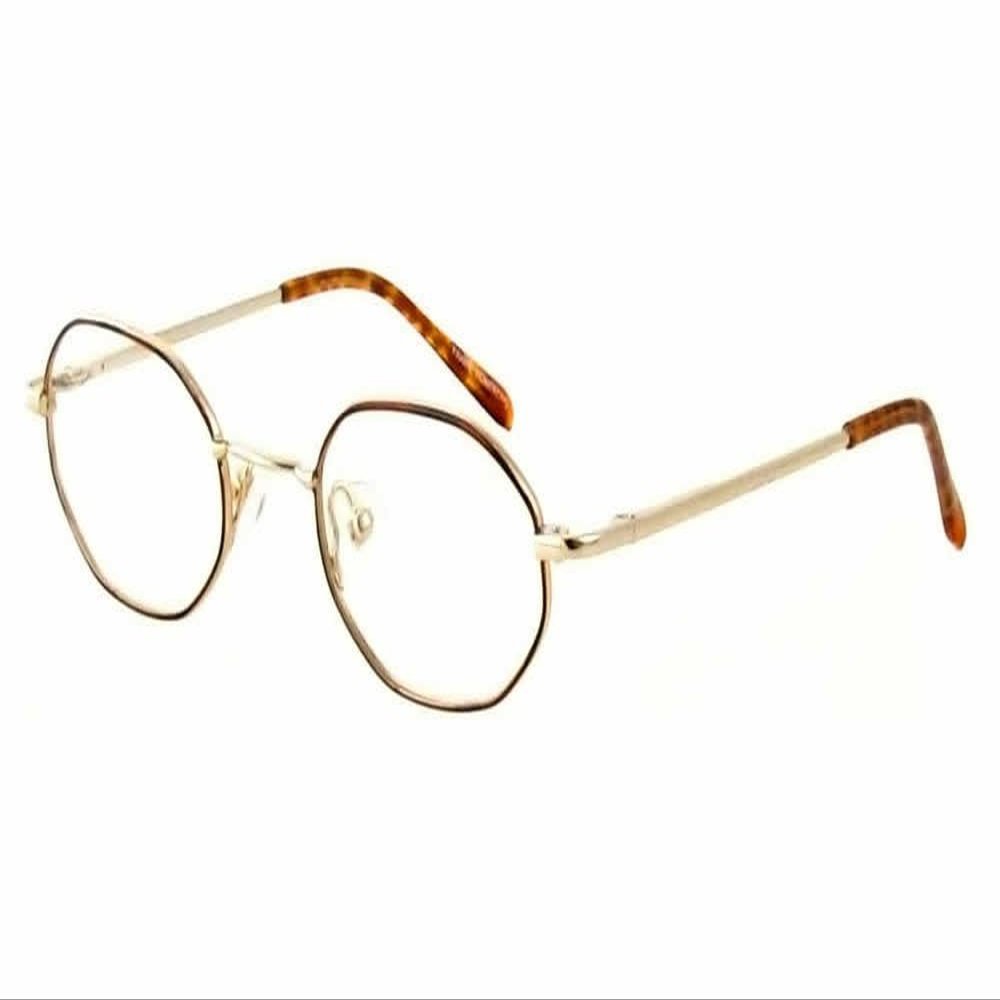 Calabria Metal Flex KIDS EE Oval Blue Light Blocking Reading Glasses +3.00 Gold Amber Brown Girls 39mm