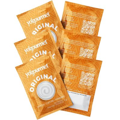 Yogourmet Yogurt Starter (6 Sachets = 6 Quarts of Yogur) - Make Yogurt at Home - Starter Culture - All Natural, Gluten Free, Kosher, Halal - 3 g Sachets