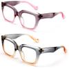 2 Pairs Bold Oversized Women Clear Lens Reading Glasses Large Reader 108 (Purple Blue, 2.50, x) view 2