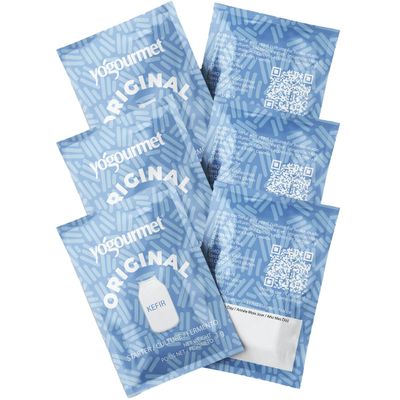 Yogourmet Kefir Starter (6 Sachets = 6 Quarts of Kefir) - Make Kefir at Home - Starter Culture - All Natural, Gluten Free, Kosher, Halal - 3 g Sachets