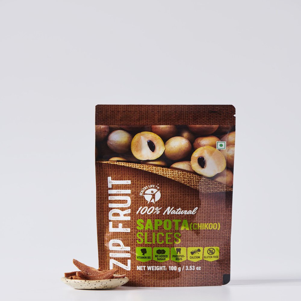 ZIP FRUIT 100% Natural, Gluten-free Sapota (Chikoo) Slices 100G