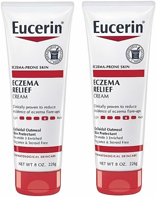 Eucerin Eczema Relief Cream, Full Body Lotion for Eczema-Prone Skin, Moisturizing Eczema Cream, Body Moisturizer, 8 oz. Tube (Pack of 2)