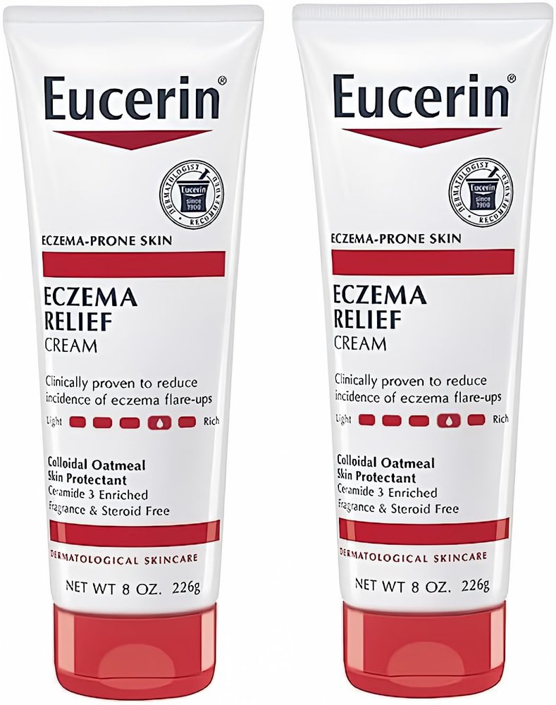 Eucerin Eczema Relief Cream, Full Body Lotion for Eczema-Prone Skin, Moisturizing Eczema Cream, Body Moisturizer, 8 oz. Tube (Pack of 2)